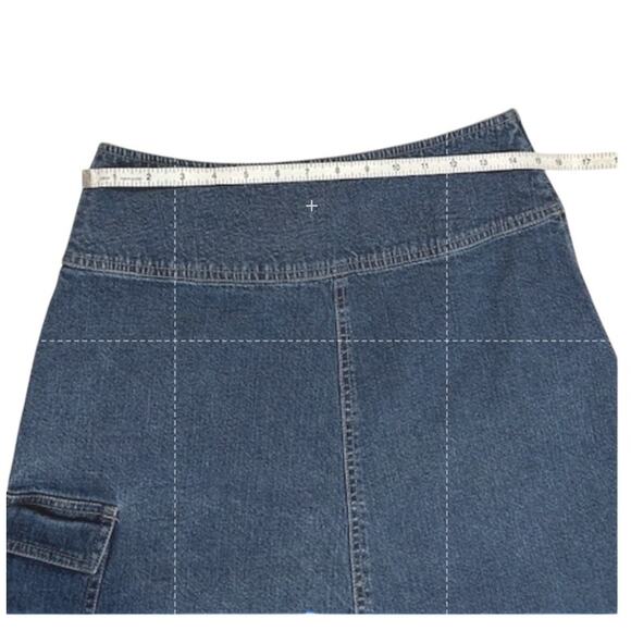 GARNET HILL Blue Denim A Line Utility Pocket Midi Cottage, Skirt 8P 8 Petite - Picture 3 of 7